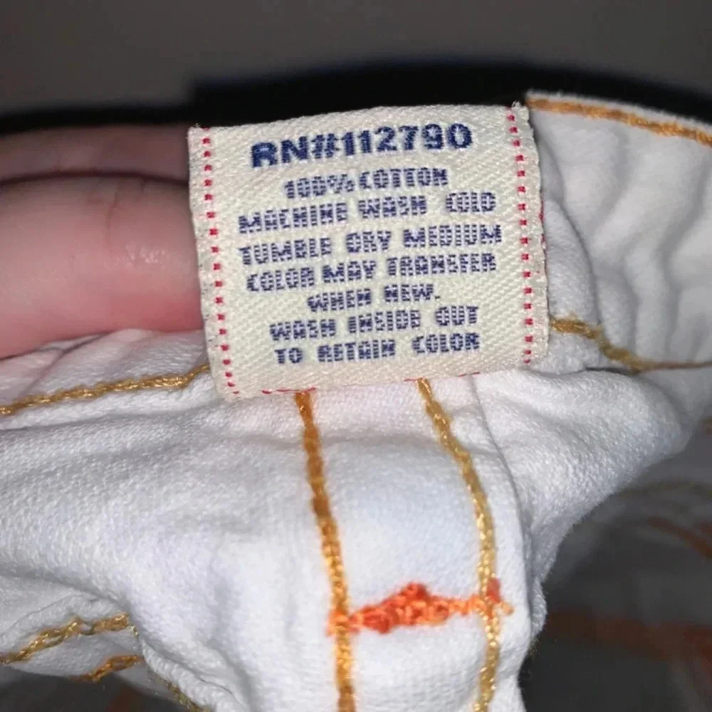 True Religion White Low Rise  Flare Distressed Jeans Y2K 30 - Picture 5 of 15